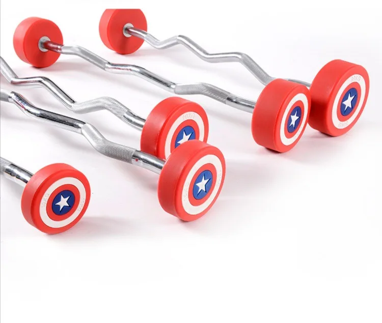 
Newest Design Gym Fitness round head rubber fixed barbell weight training squat training 