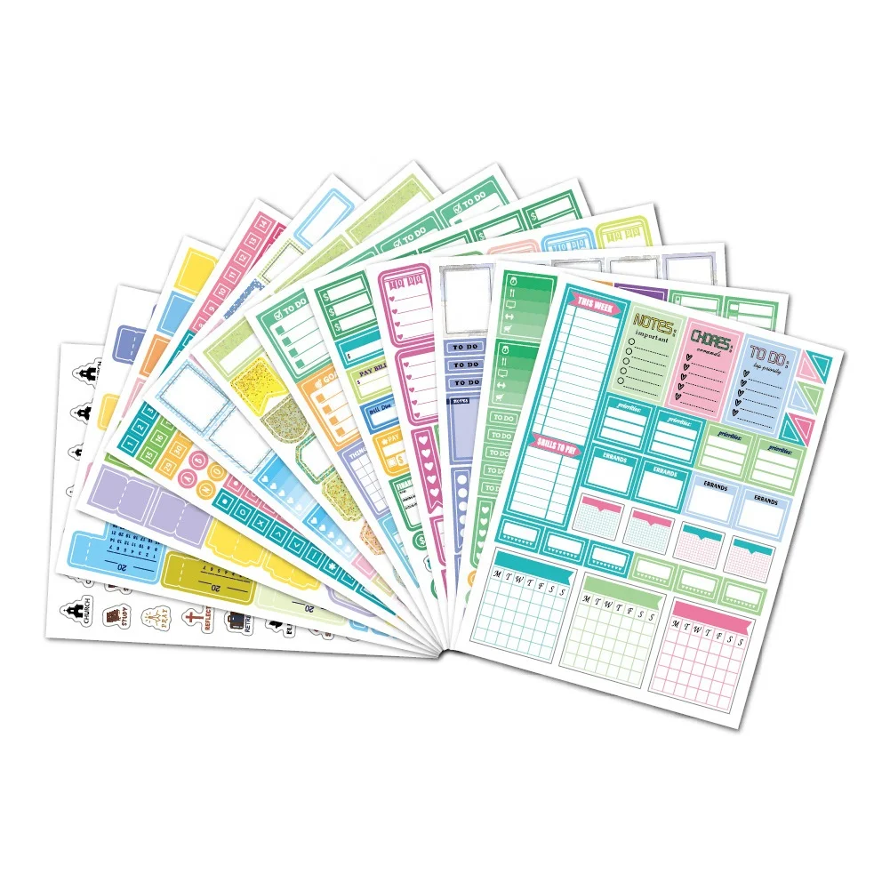 Custom Printing 2022 Monthly Weekly Stickers Journal Decorative Paper Planner Sticker