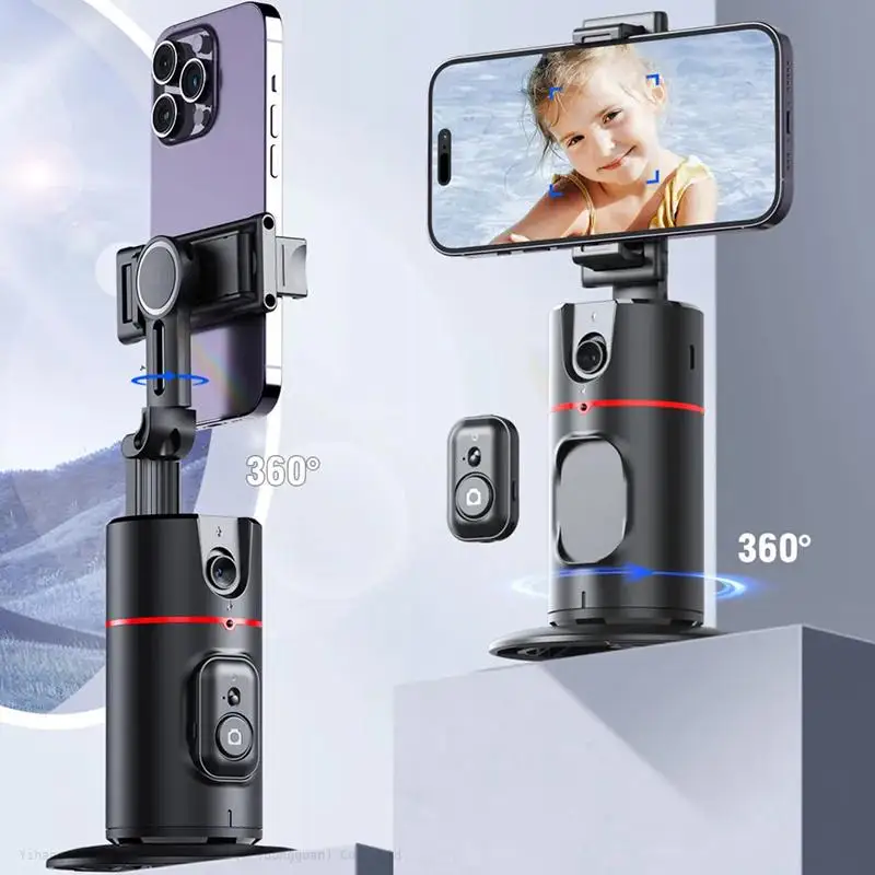 360 Rotation Smart AI Phone Holder Auto Face Tracking Gimbal Stabilizer with Camera Home Kitchen Office Hands Free Phone Holders