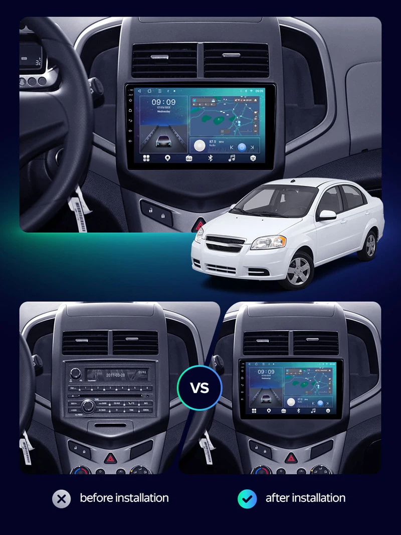 LT LUNTUO Car Dvd Player 9 Inch Android 13 Radio Video Audio Stereo Gps Navi System For Chevrolet Aveo/sonic 2011-2013