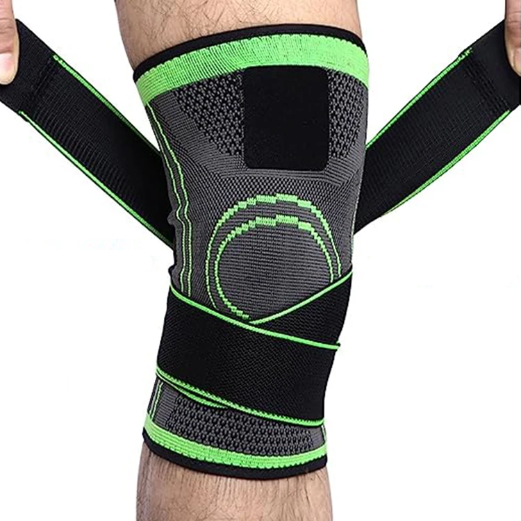 Custom adjustable strap knitted knee support compression weightlifting powerlifting knee sleeve