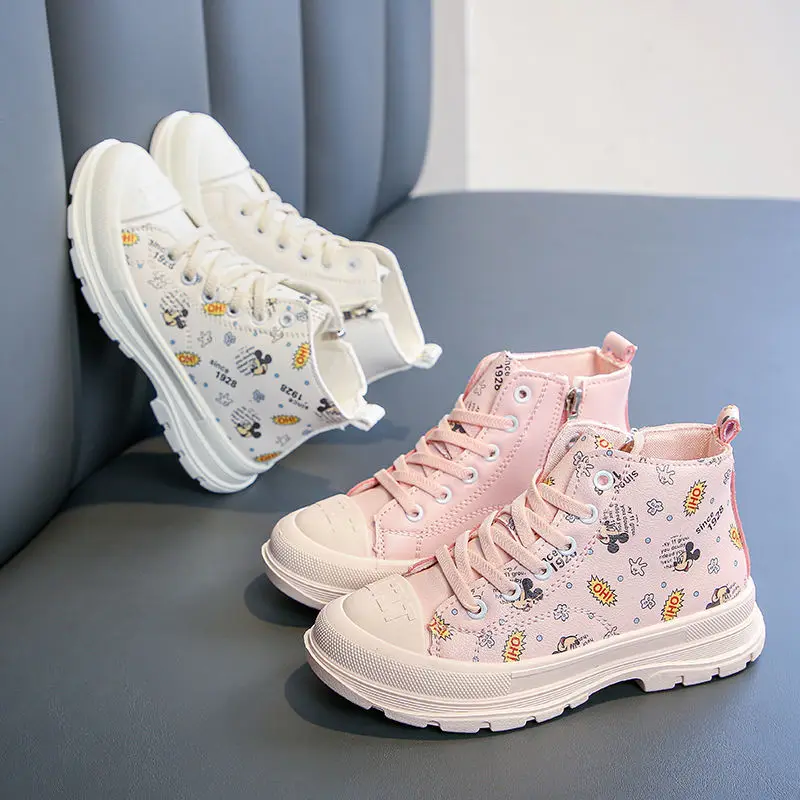 Осенне-зимняя детская обувь с героями мультфильмов; Обувь принцессы; Короткие ботинки для девочек; Детские тонкие ботинки; Детские Ботинки Martin