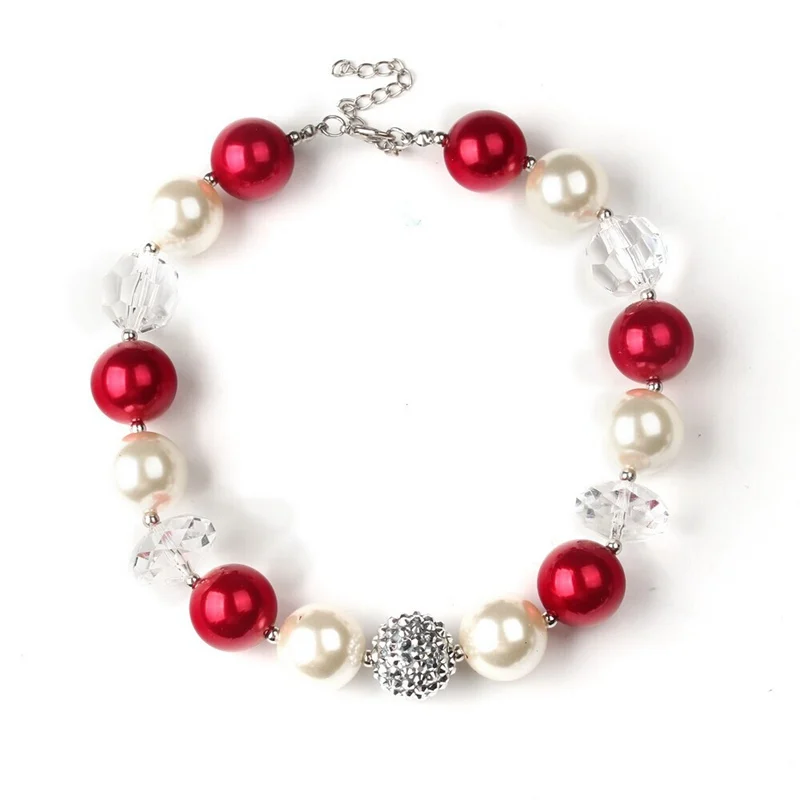 Женское рождественское ожерелье ручной работы, детское красное ожерелье из бусин