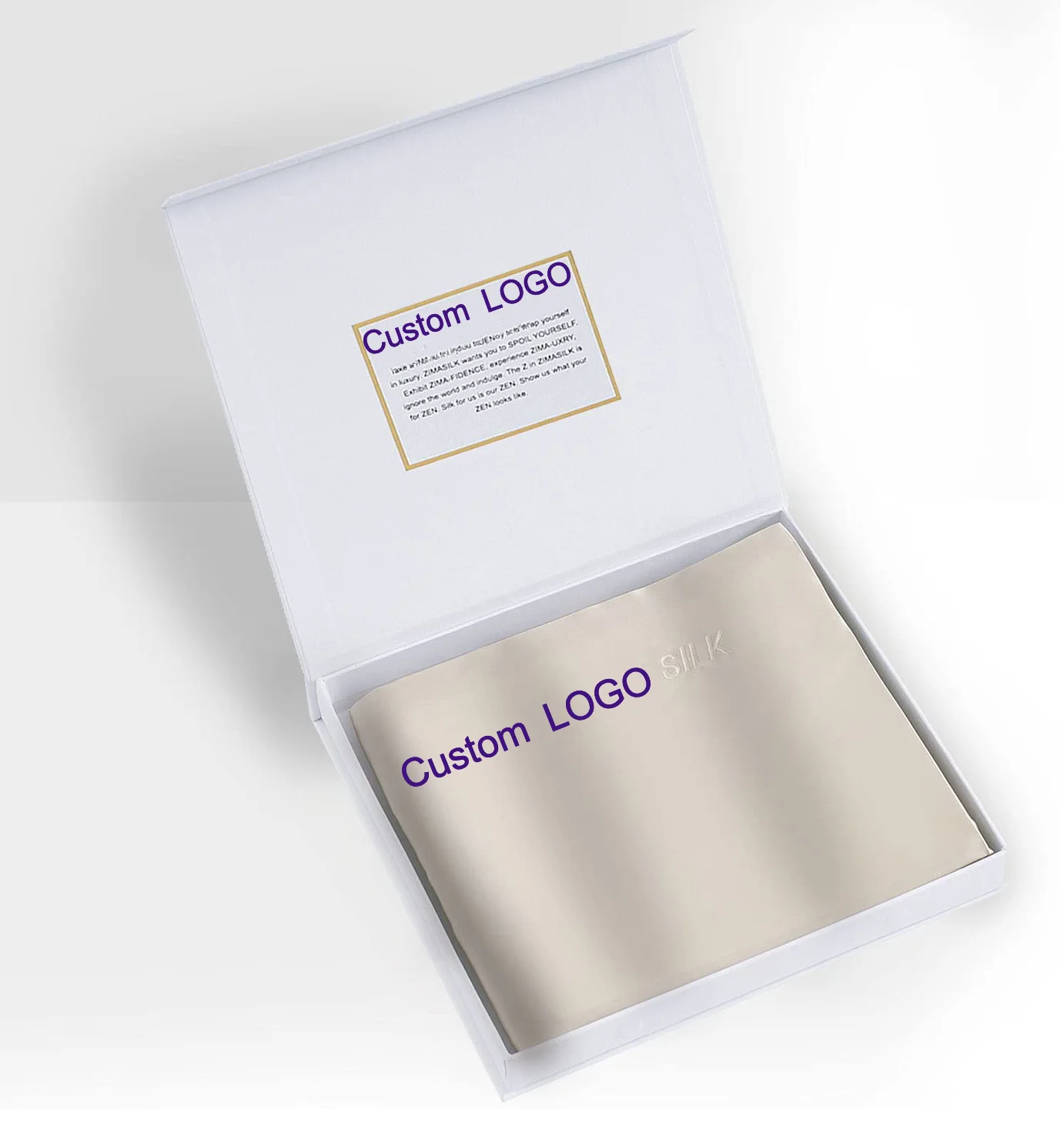 Custom Logo 6A Degree Hidden Zipper Mulberry Silk Pillow Case Infused Hilauronic Acid Silk Pillowcase Gift Box Set