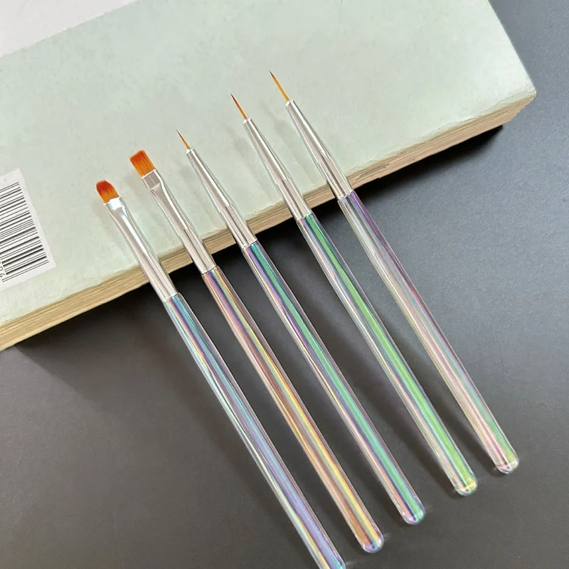 New 5pcs/set aurora handle nail brush acrylic liquid powder brush liner pen manicure tools