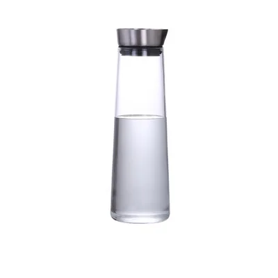 Factory Wholesale High Quality  1000ML  Hand Blown Hot Water  Glass Pitcher  Jug With Stainless Steel  Lid