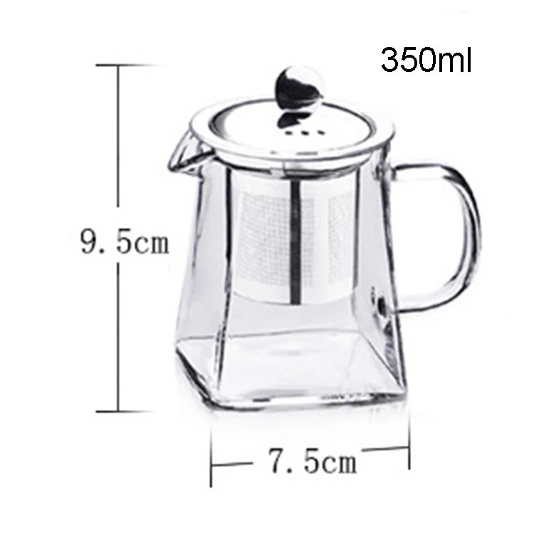 350ml 500ml High Borosilicate Glass Teapot with Stainless Steel for Loose Leaf Tea High Borosilicate Glass Tea Kettle