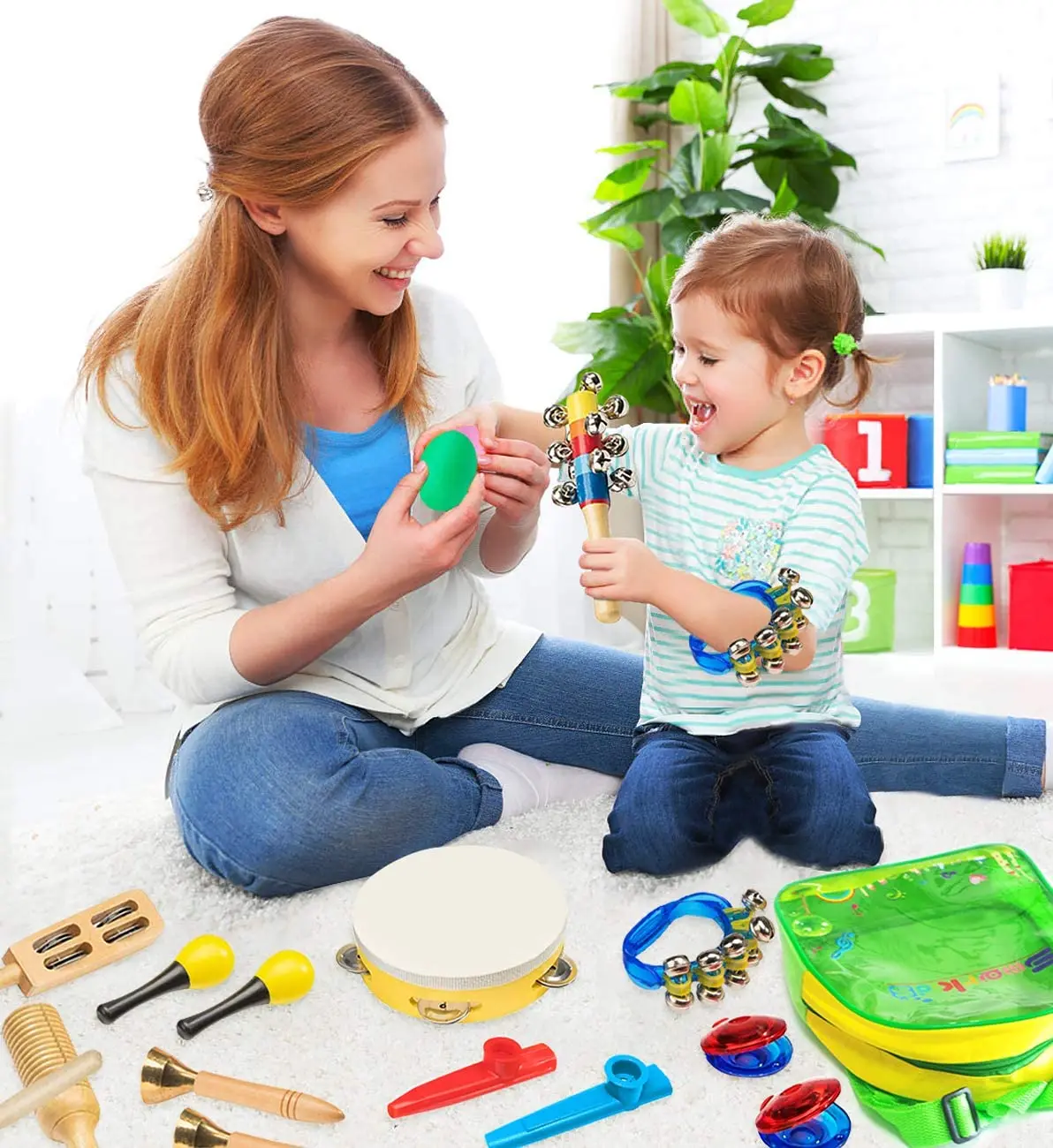 Toddler Musical Instruments Wooden Sensory Preschool Percussion Instruments Toy for Kid Baby Instrument Musical Toy Set