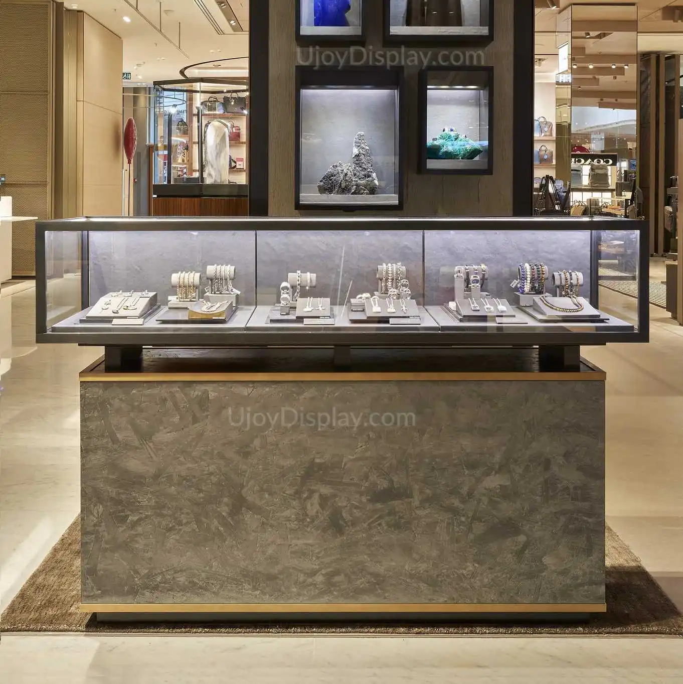 high-end luxury jewelry display showcase jewelry showroom display
