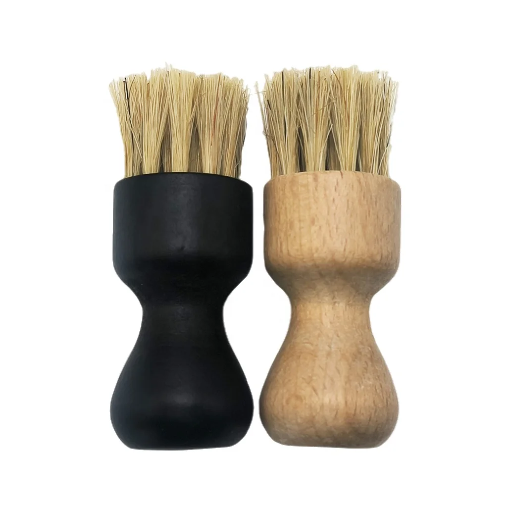 shoe brush natural wooden pig bristle hair horsehair OEM custom logo 100% dauber shoe polish brush factory wholesale
