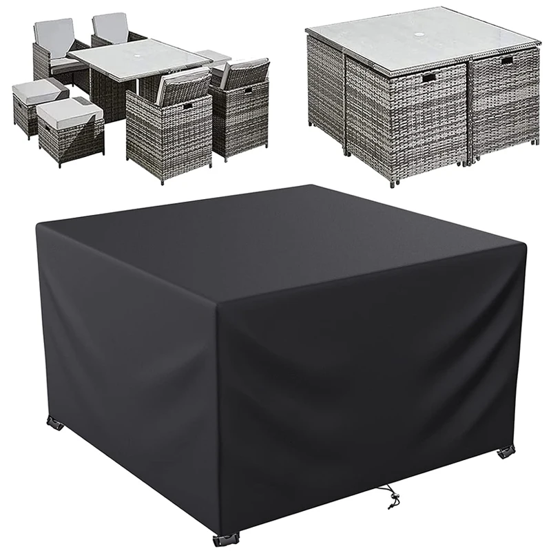 Waterproof Outdoor Terrace Furniture Set with 600D Rectangular Table & 4 Windproof Buckles-Essential Furniture Accessories