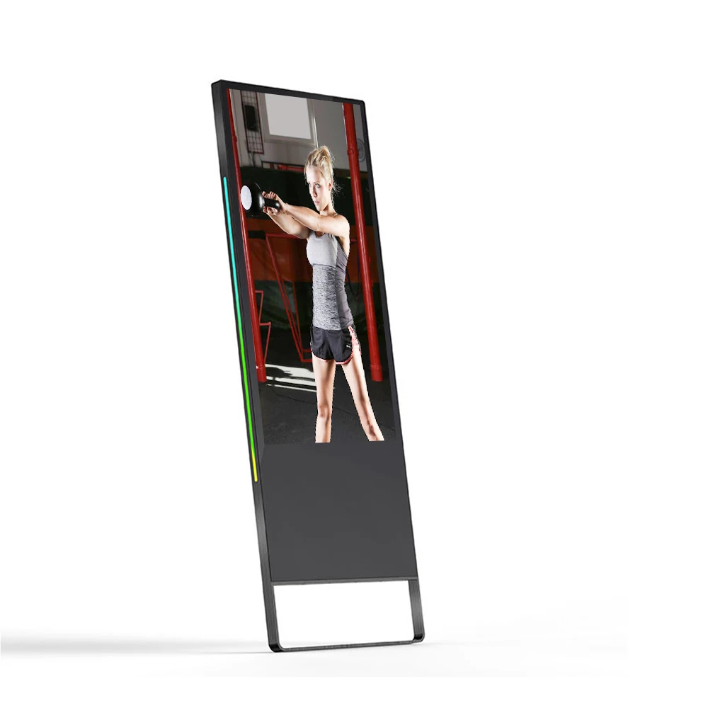 China manufacturer fitness mirrors Floor stand 43 inch Touch screen Smart Fitness Mirror Personal Trainer LCD Display