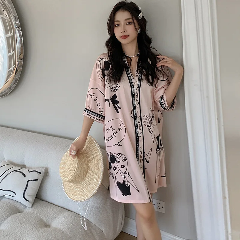 Sexy Night Dress Women v neck Fashion Female Satin Nightgown Lady long Night dress