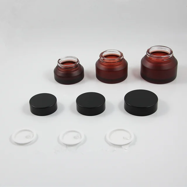 15g 30g 50g Slant Glass Jar Inclined Slope Shoulder Cream Container Cosmetics Empty Matte Frosted Amber Black Glass Cream Ja