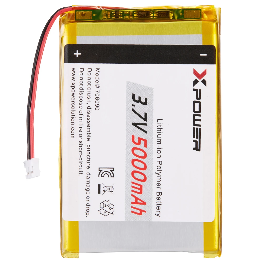 Xpower 706090 3.7V 5000mAh High Density Lithium Polymer Battery KC Certification Lithium Ion Batteries