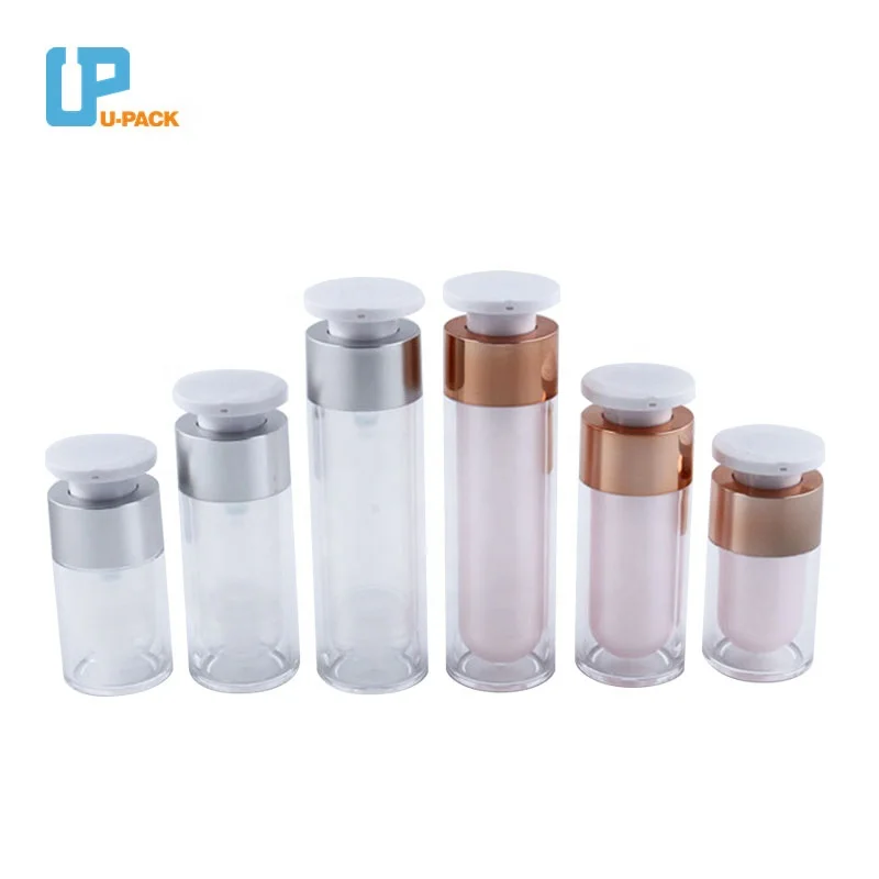 Korean style plastic airless pump bottle with lock design