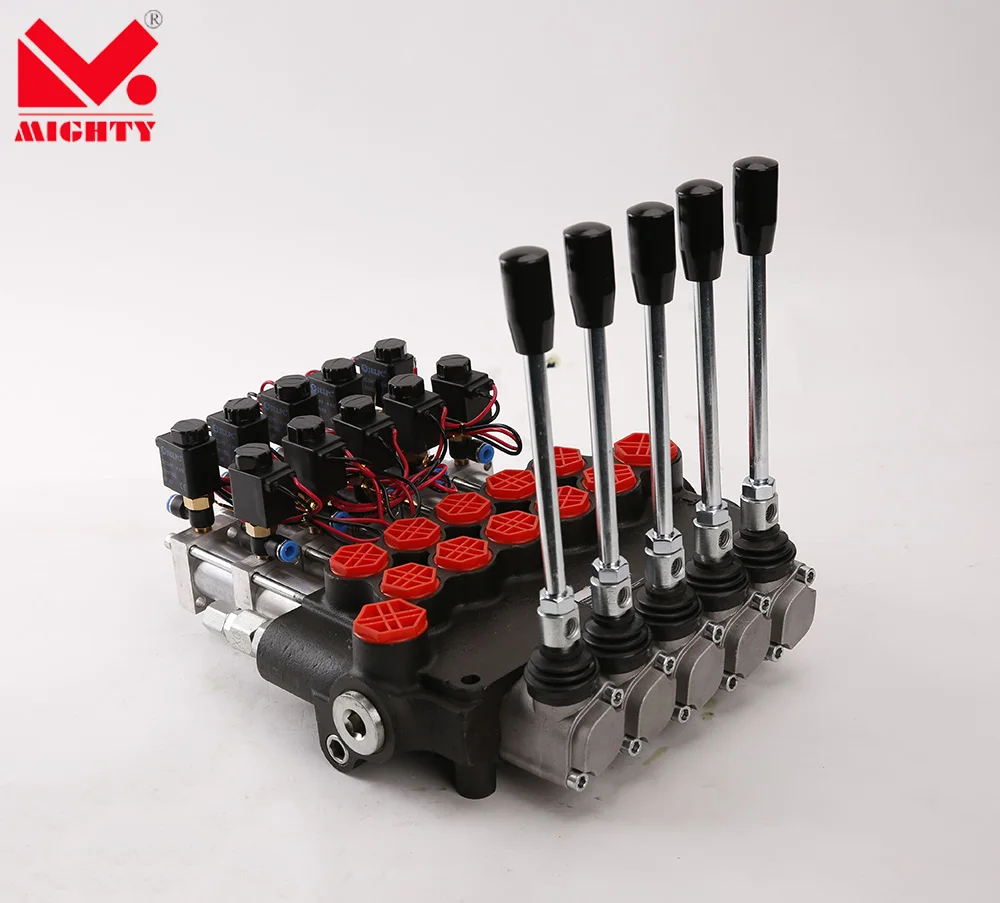 MIGHTY hydraulic electric and air contral valve 80LPM 5 spools P80-5 for lever 250bar Monoblock Hydraulic Distributor