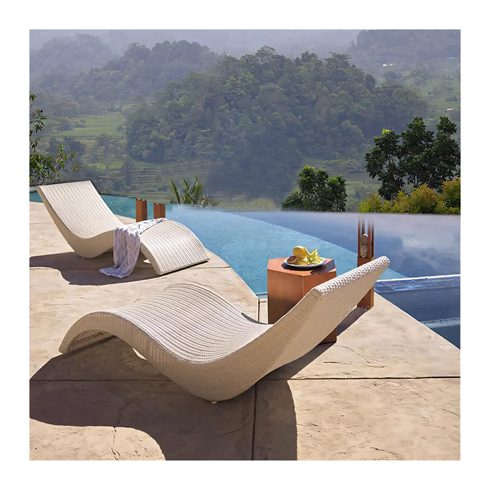 PE Rattan Garden Bench Sunbed for Pool Lounge Chair Furniture for Hotel for Living Room Park Bedroom Villa
