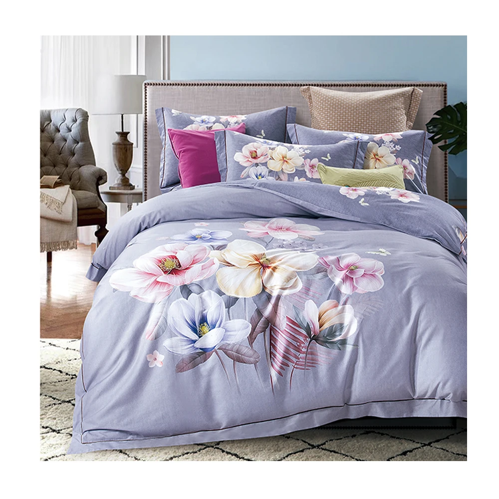 India cotton 3D printed bed sheet luxury flat screen printed bedding sets