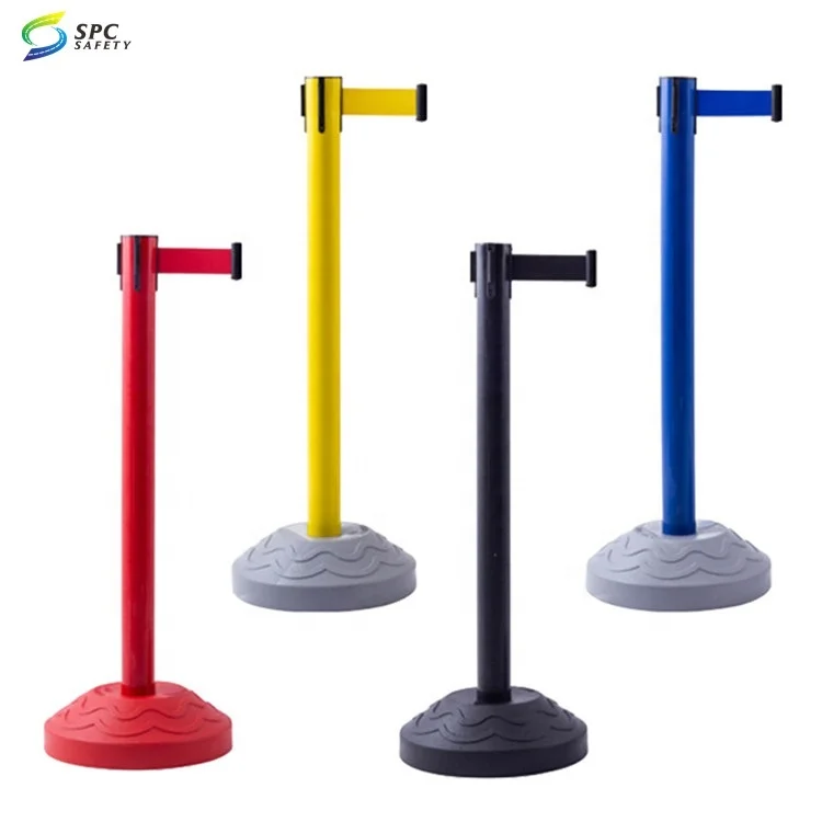 Reinforced plastic FRP High voltage electric danger insulation keep out safety post Dual Retractable belt barrier stanchions