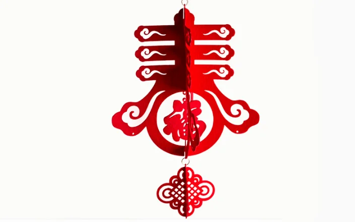 Chinese Style New Year Spring Festival Felt Cloth Festive Lanterns Decorations 3D Blessing Knot Flower Fortune Hanging