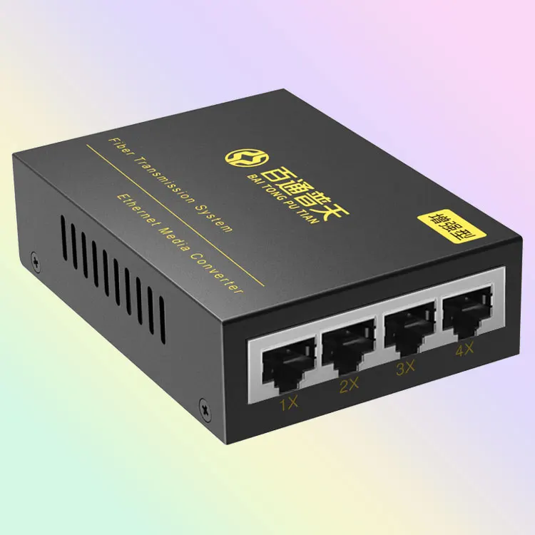 Automotive 10/100/1000M One Sc 1Fiber 4Rj45 1 4 Port Rj45 Optic Fiber To Fast Ethernet Media Converter