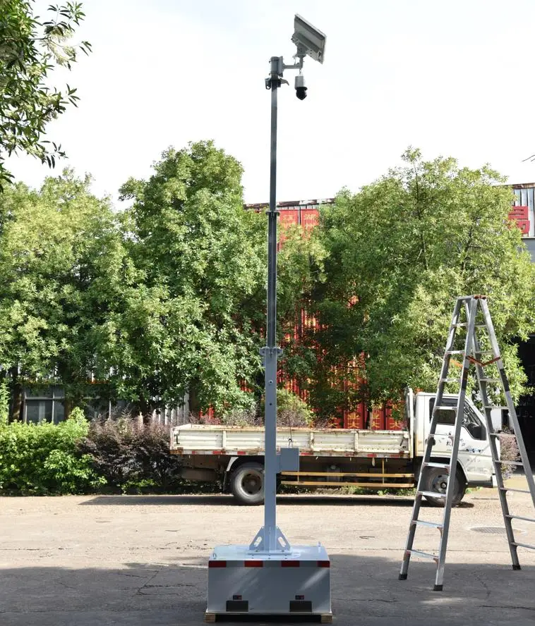 Smart Remote Control Solar Camera PTZ Tower on Mobile Telescopic Mast