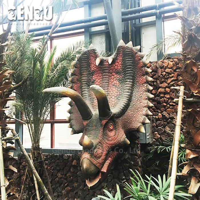 Colorful Dinosaur Giant Animatronic Dinosaur Dragon Head Model For Sale