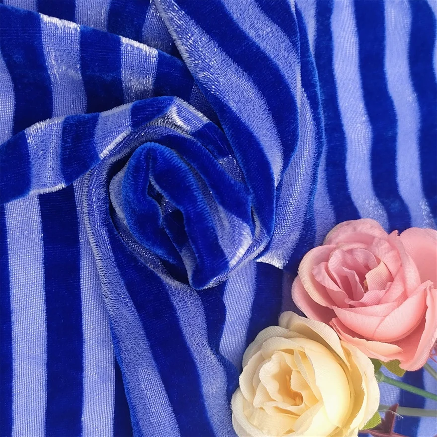 New Design Jacquard Lurex Brocade Somali Dirac Stripe Burnout Silk Velvet Fabric Metallic Lurex Chiffon Jacquard