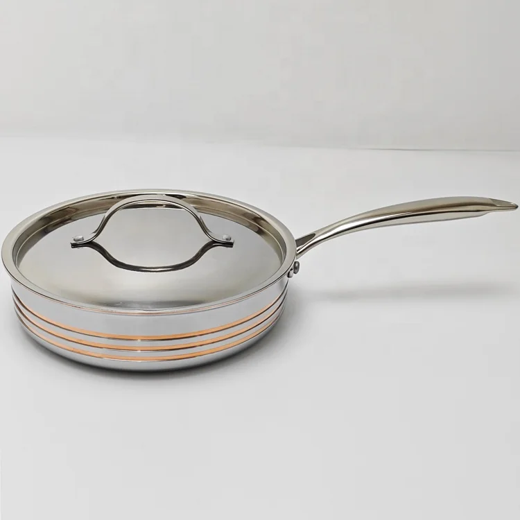 China OEM manufacturer 8pcs stainless steel 304 non-toxic cookware set kitchen utensils cooking 5Ply copper core cookware set