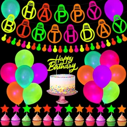 UMISS 29PCS Wholesale Amazon Fluorescent Balloon Luminous Night Birthday Party Theme Bar Decoration Supplies