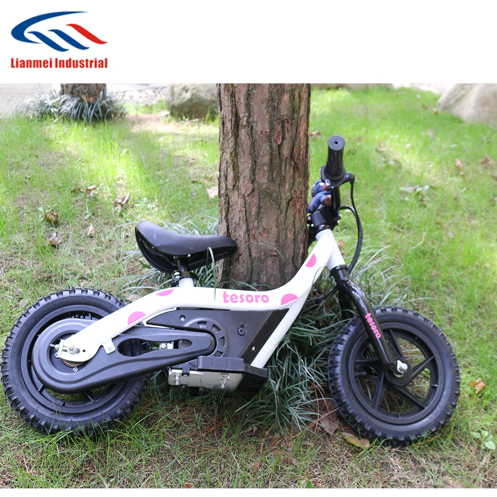 12 Inch 24V 100W Children No Pedal Bike Electric Powered Kids Balance Bike With Removable Li-ion Battery