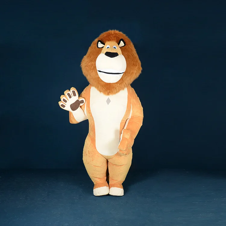 Popular Funny Plush Fur inflatable lion mascot costume cartoon character Alex mascot suit for adults
