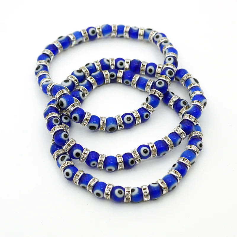 Индюк блестящее Стекло 6 мм Кристальный бисер Алмазная катушка растягивающийся шнур браслеты сглаза браслет камень Сделай Сам браслет