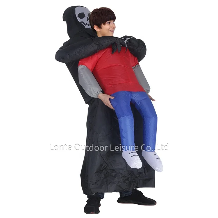Funny Toy Outfit Halloween Costume Horror Suit Ghost Mascot Costume Fancy Dress Parade Death Inflatable Costume For Adults