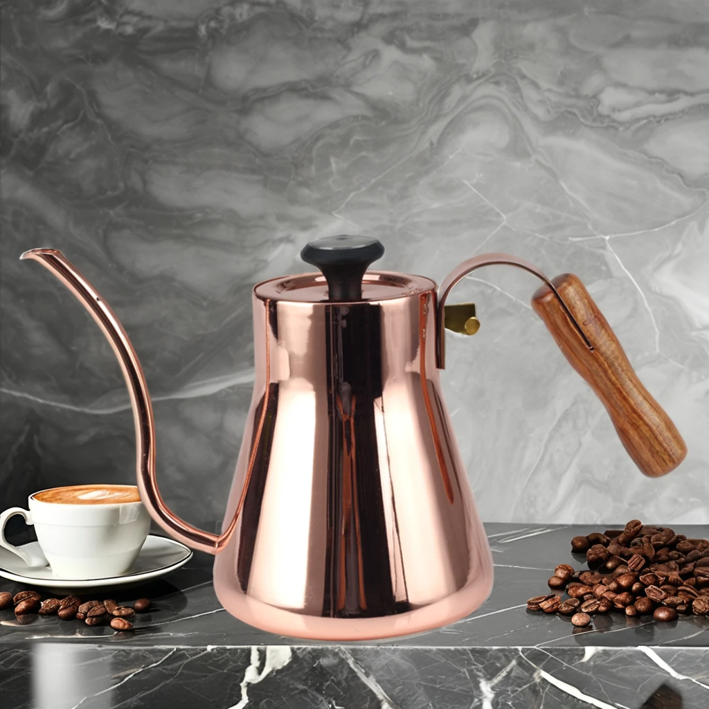 Copper Coated - Thermometer for Exact Temperature - Gooseneck Spout for a Well Pour, 1.2LPour Over Kettle