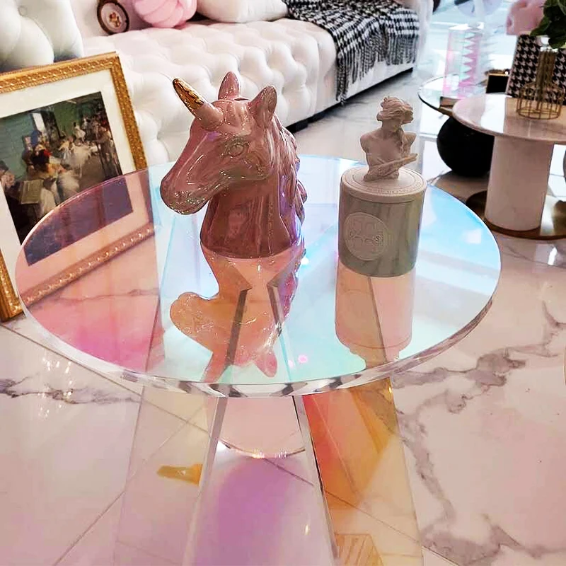 Creative Scandinavian acrylic dazzling tea table light luxury ins net red sofa side table simple fashion round small table