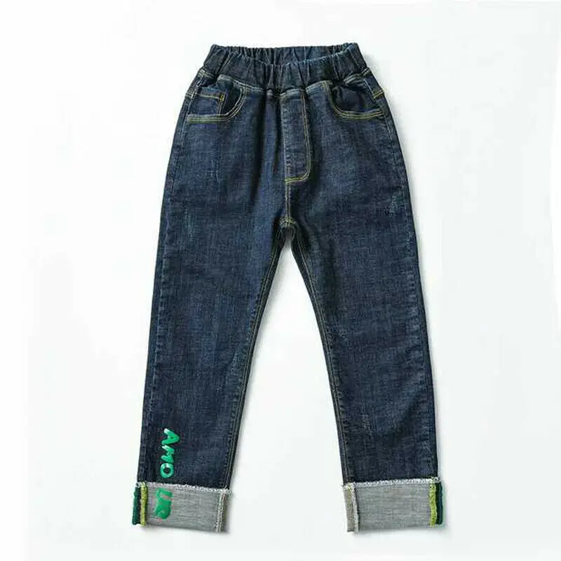 Wholesale Special Custom Funky Track Denim Kids Jeans Embroidery Soft Touch Fit Pants Children Elastic Waist Cool Kids Trousers