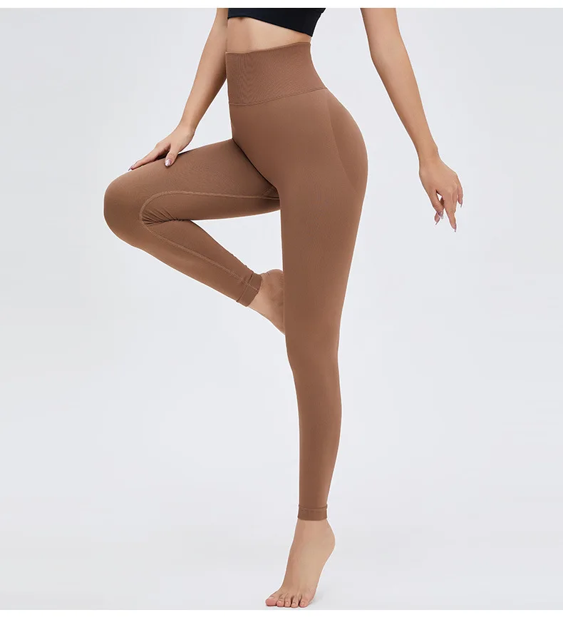 2022 Custom Logo High Waist Nude Tight Sport Pants Candy Color Butt Lift High Elasticity Workout Yoga Fitness Leggings For Women