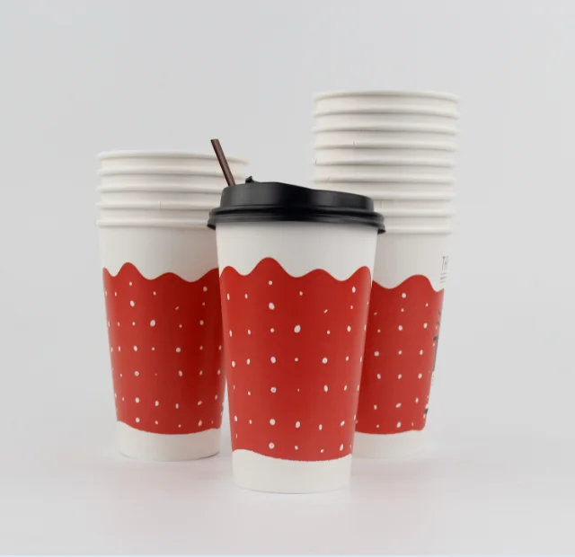 China Factory Supply Customized Logo  Paper Cup 16oz  For Beverage  On-the-Move Drink Christmas Day Theme with lid