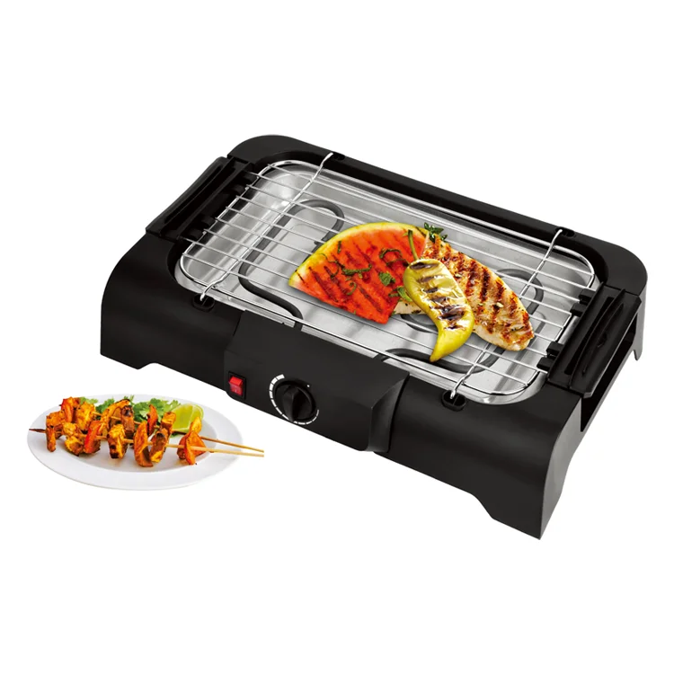 Mini electric barbecue grill smokeless indoor bbq grill with detachable grill grid