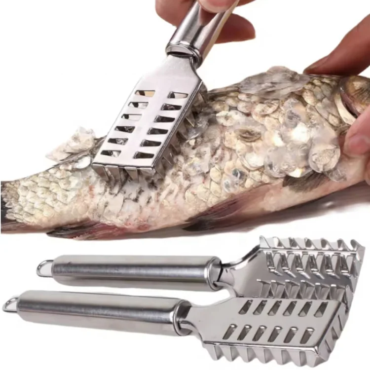 Handle Fish Scaler Brush Stainless Steel Sawtooth Easily Remove Fish Scales Skin Cleaning Tool Fish Scraper Peeler