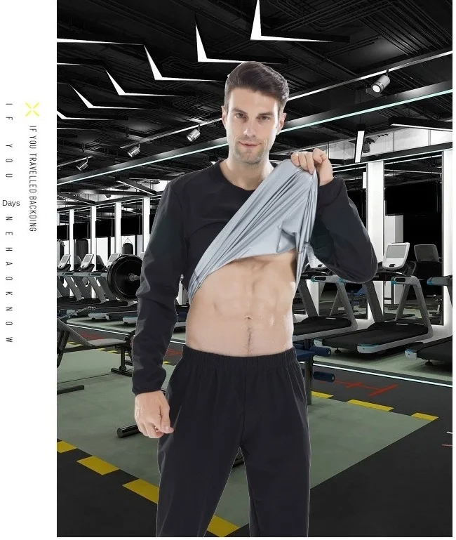 Vedo Men Sauna Suit Zipper Bodybuilding Coat Pants Weight Loss Magic Slimming Suit Shapewear Suana Suit