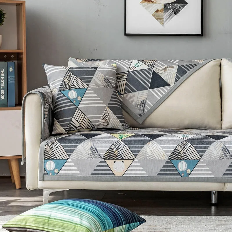 i@home nordic style 4 seasons universal striped sofa towel non-slip chenille fabric sofa cover