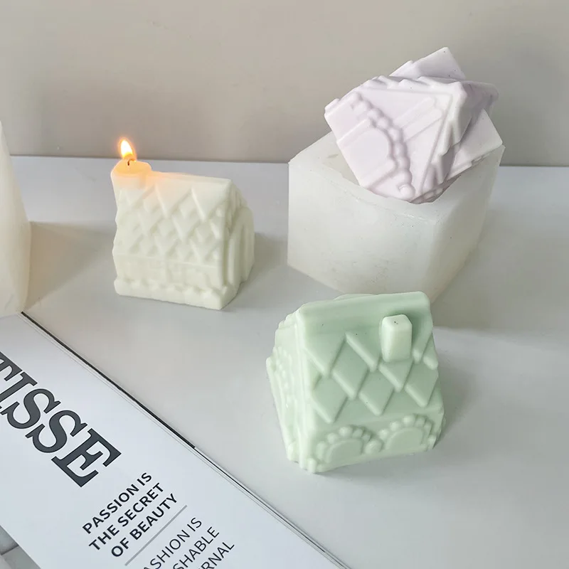Table Decor DIY 3D House Shape Mousse cake baking mold House Modeling Scented Silicone Candle Silicone Mold