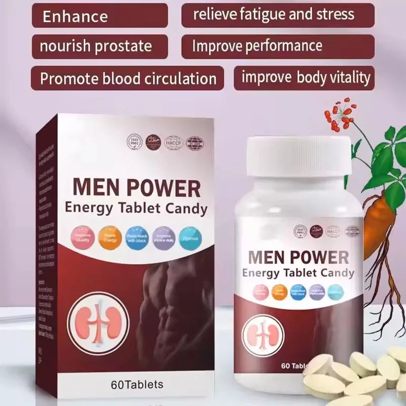 Men Power Tablets Energy Candy Capsules OEM Natural Peruvian Black Maca Dietary Supplement booster Herbal Pills for men  women