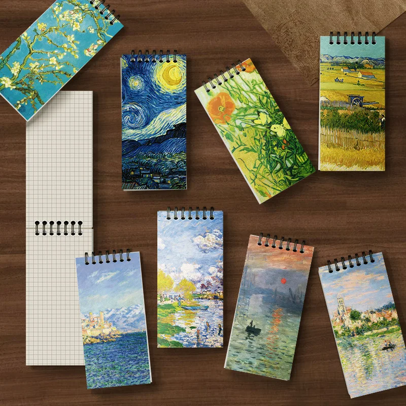 2024 Latest Hot Sale Retro Art Notebook Journal Diary  Grid Writing Note Pads H5 Spiral Grid Notebook