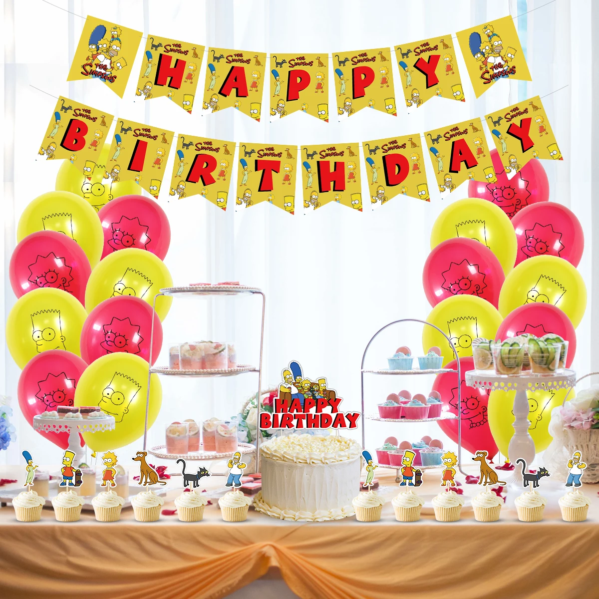 Simpsons Family Duff Bottle Cartoon Foil Balloons Set Happy Birthday Party Decorations Ballons Kit