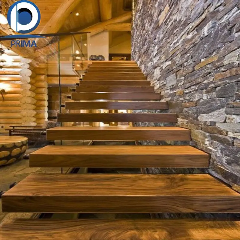 PRIMA Cheap Price Modern Floating Staircase/hidden Cantilever Stairs/enter Wall Type Stair With Glass Step