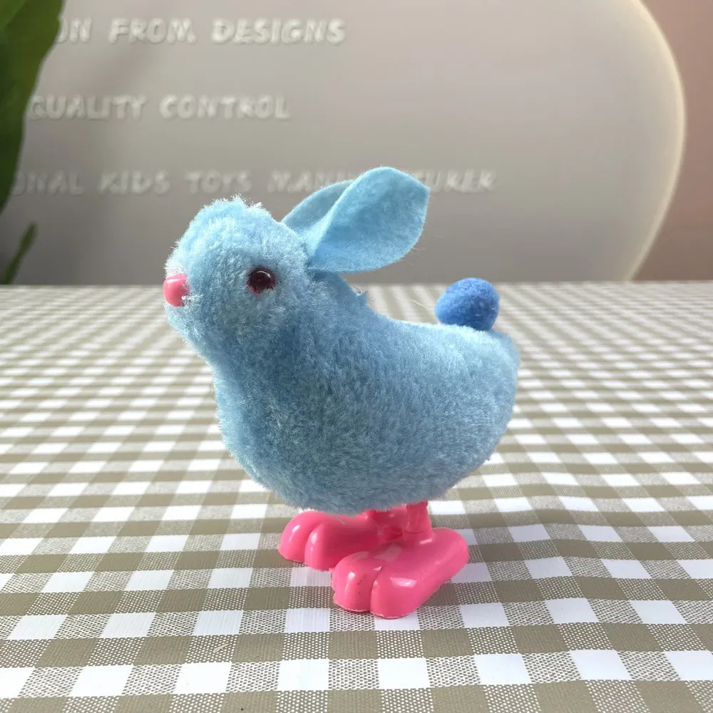 Kids Education Classic Funny Colourful Clockwork Jumping Small Plush Animal Wind Up Rabbit Toy